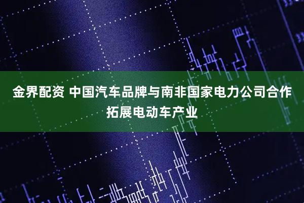 金界配资 中国汽车品牌与南非国家电力公司合作拓展电动车产业