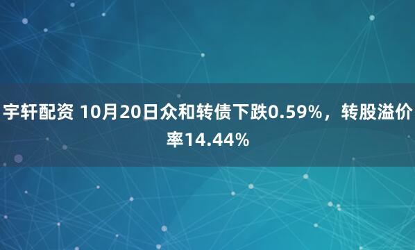 宇轩配资 10月20日众和转债下跌0.59%，转股溢价率14.44%