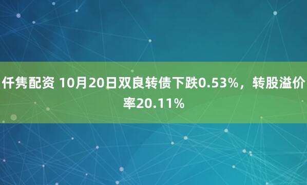 仟隽配资 10月20日双良转债下跌0.53%，转股溢价率20.11%