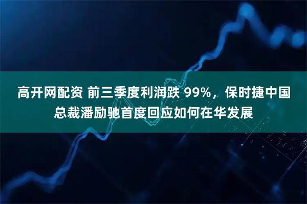 高开网配资 前三季度利润跌 99%，保时捷中国总裁潘励驰首度回应如何在华发展