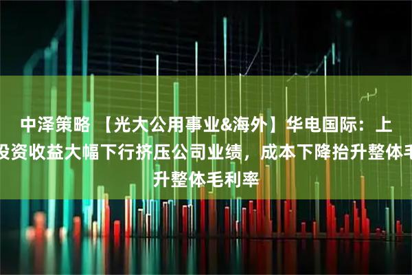 中泽策略 【光大公用事业&海外】华电国际：上半年投资收益大幅下行挤压公司业绩，成本下降抬升整体毛利率